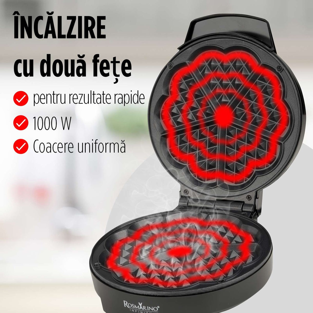Aparat de gofre Infinity Heart Waffle, 1000W