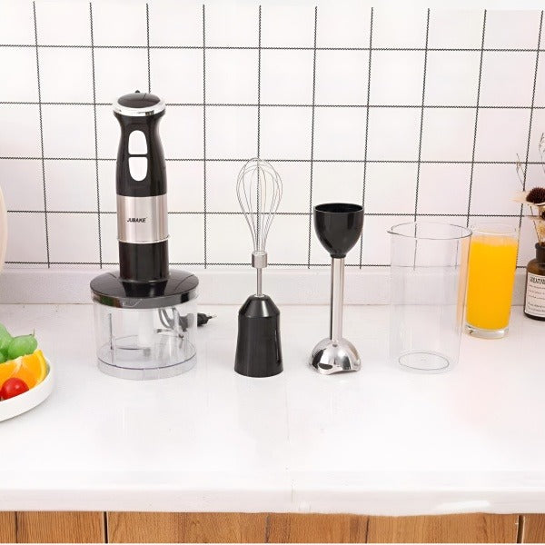 Blender de mana multifunctional cu doua trepte de viteza si doua lame din otel inoxidabil, functie de mixare, tocator, Silver Love 500W