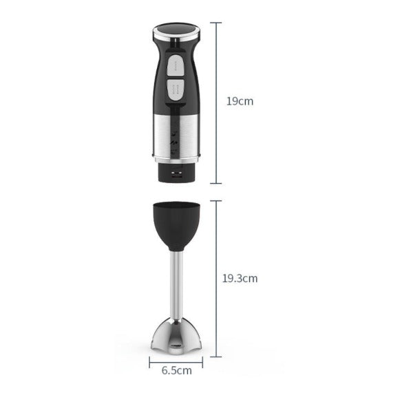 Blender de mana multifunctional cu doua trepte de viteza si doua lame din otel inoxidabil, functie de mixare, tocator, Silver Love 500W