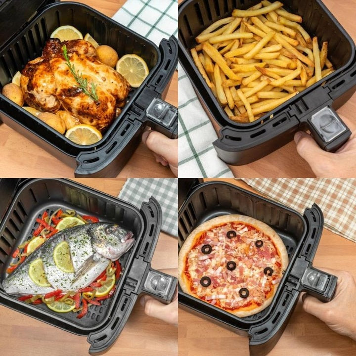 Friteuza cu Aer Cald RAF 5332B 6L, 2400W - Airfryer fara ulei, 8 programe - 50 hartii incluse - Bucatarie si electrocasnice