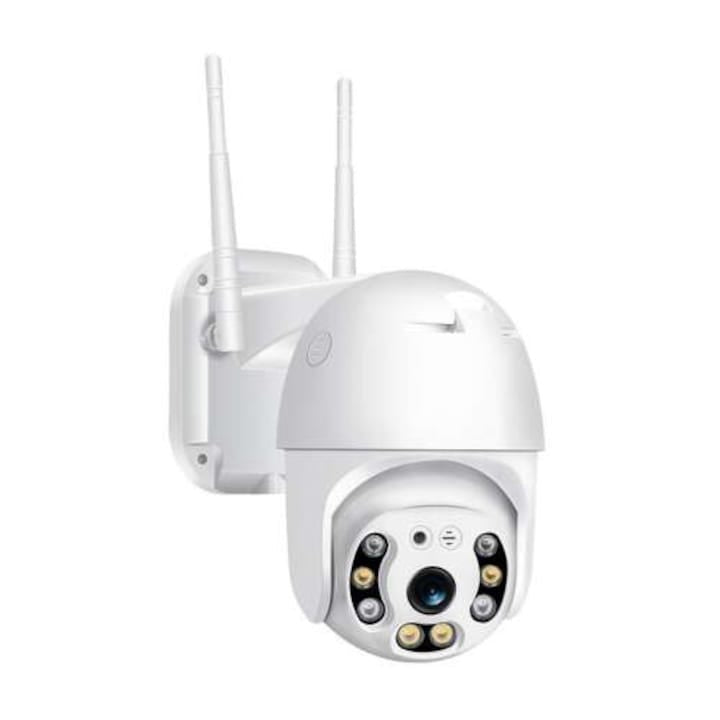 Cameră Supraveghere WiFi Smart V380 CAM-301, 2MP, IP66, rotație 360°, audio bidirecțional