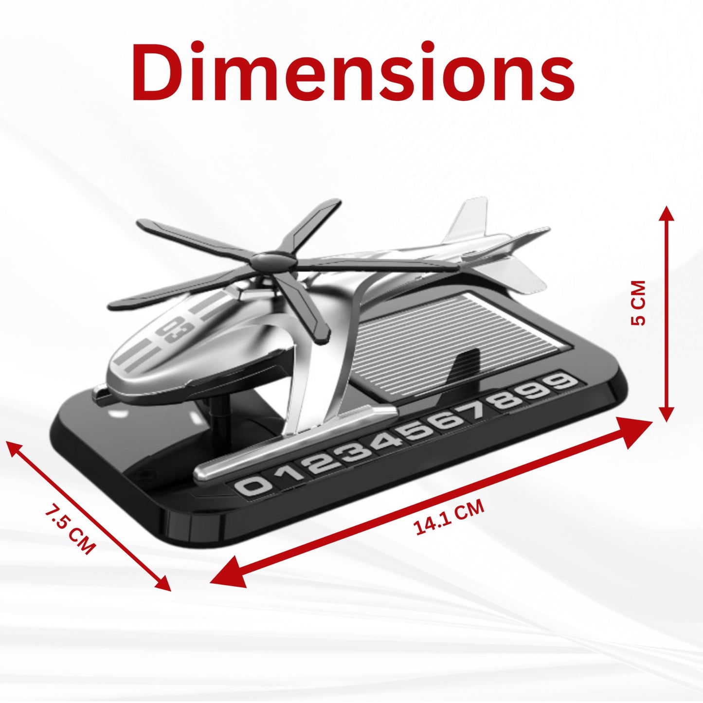 Odorizant Auto tip elicopter cu incarcare solara si suport numar de telefon pe magnet, baza antiderapanta