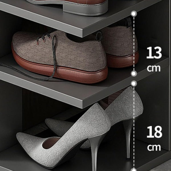 Pantofar Dublu 7 Etaje Gri – Dulap Încălțăminte Îngust și Spațios