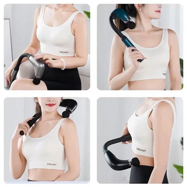 Aparat de Masaj Premium cu Maner Extins 120°, 4 Capete, 9 Viteze - Aparat Deep Tissue pentru Recuperare Musculara - Auto si