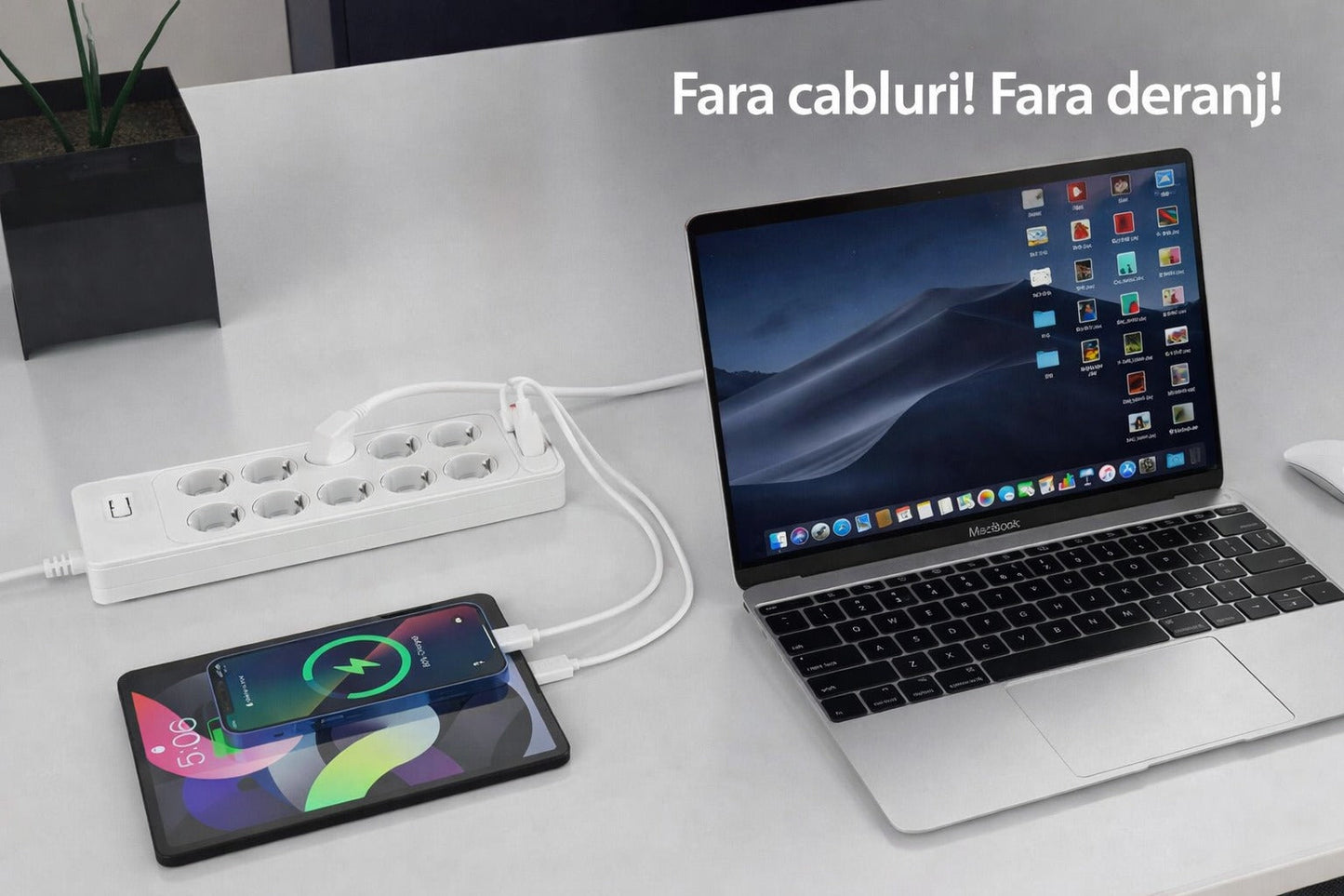 Prelungitor Smart Premium 5 Prize 2 USB 2 Type-C Fast Charge Protectie Supratensiune 2m lungime - Control On/Off - Bucatarie