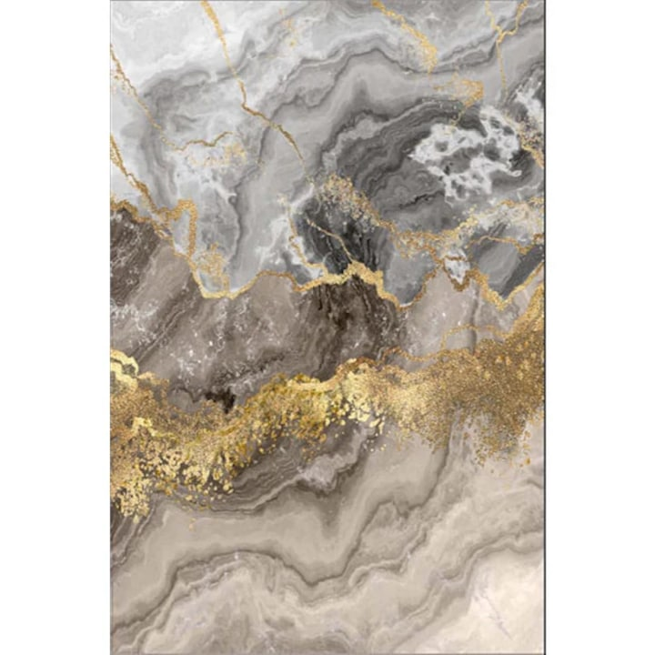 Covor Tenzo 160x200 cm negru auriu sau gri auriu design abstract polipropilena - Bucatarie si electrocasnice