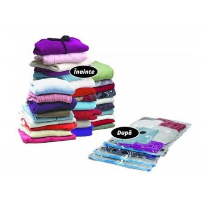 Set 12 Saci de Vidat pentru Haine & Pilote 80x100 cm - Depozitare Vacuum, Reutilizabili, Economie Spatiu 75% - Bucatarie si