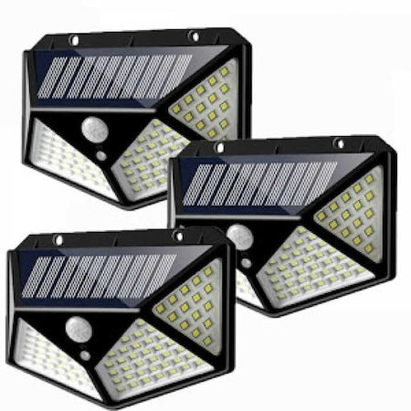Set 4 Lămpi Solare 100 LED cu Senzor de Mișcare