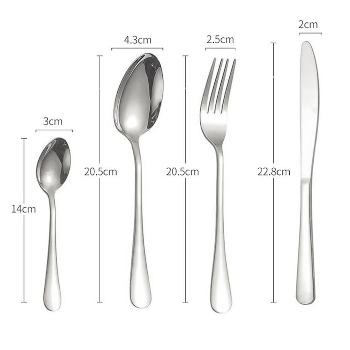 Set Tacâmuri 24 Piese din Oțel Inoxidabil – Design Elegant, Auriu, cu Cutie Cadou