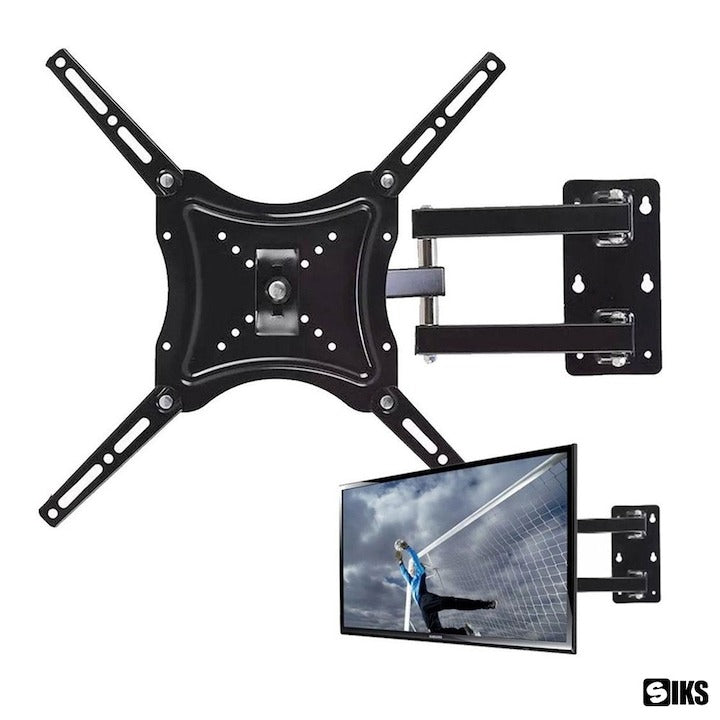 Suport TV de perete HDL-117B-2, cu doua brate, reglabil 14-55 Inch, maxim 30 Kg, Negru