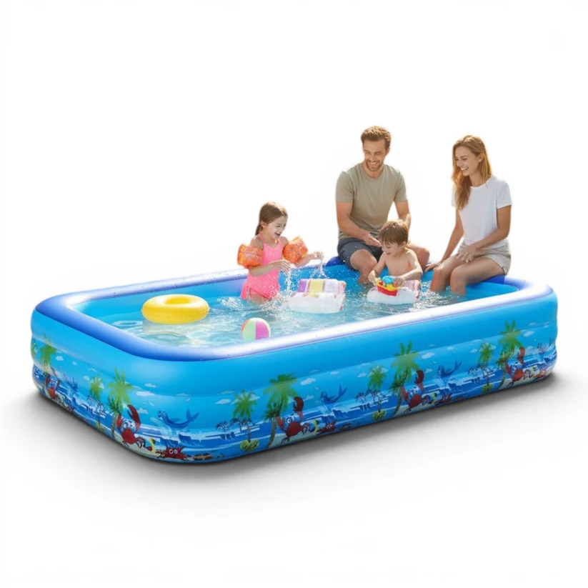 Piscina Gonflabila Familiala DEMAHO cu 3 Inele PVC Rezistent, Diverse Dimensiuni - Copii si bebelusi