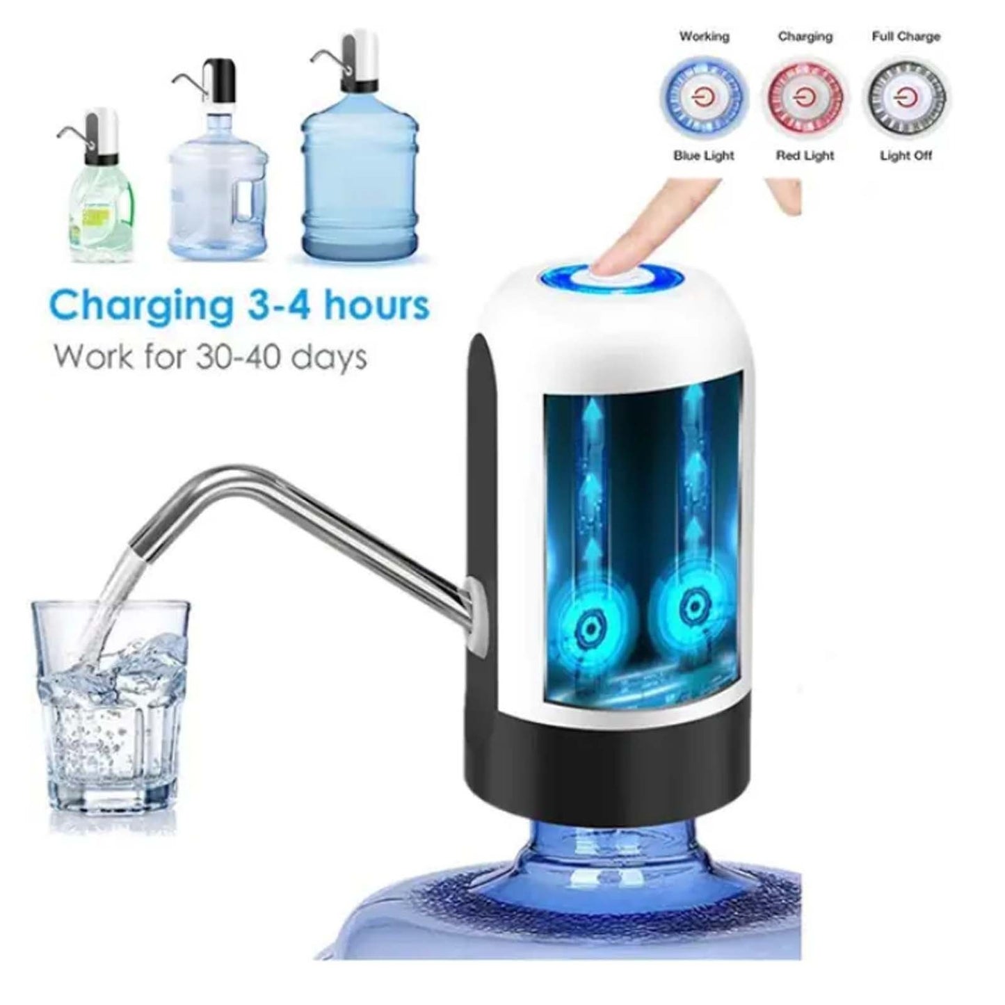 1 + 1 GRATIS Pompa electrica pentru bidon, dozator, dispenser apa de baut, incarcare USB
