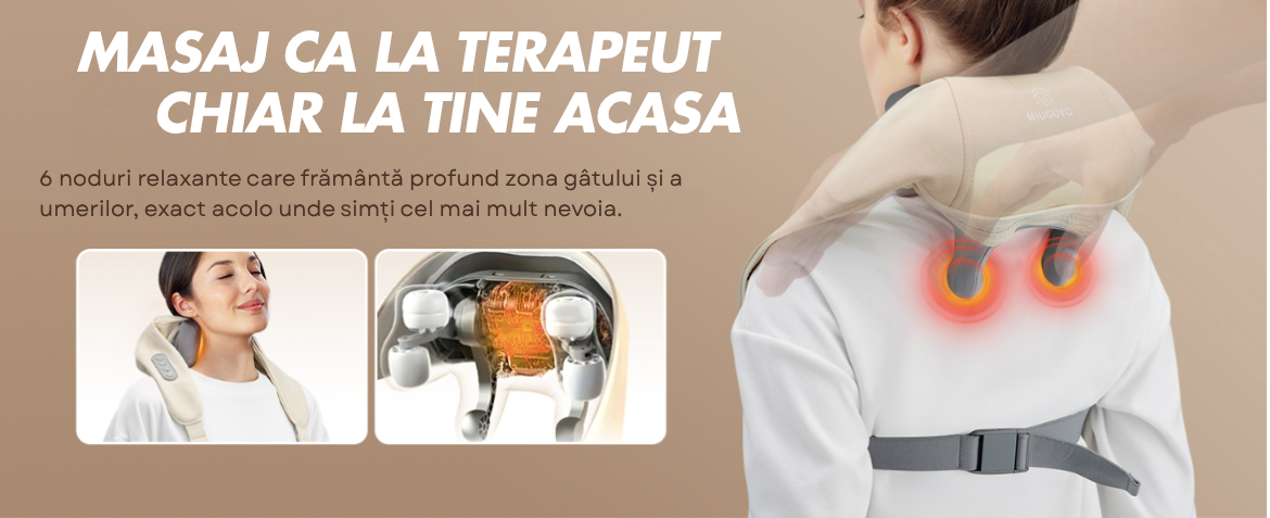 Aparat masaj cervical 4D cu incalzire deep tissue + guler cervical cadou - Sanatate si ingrijire
