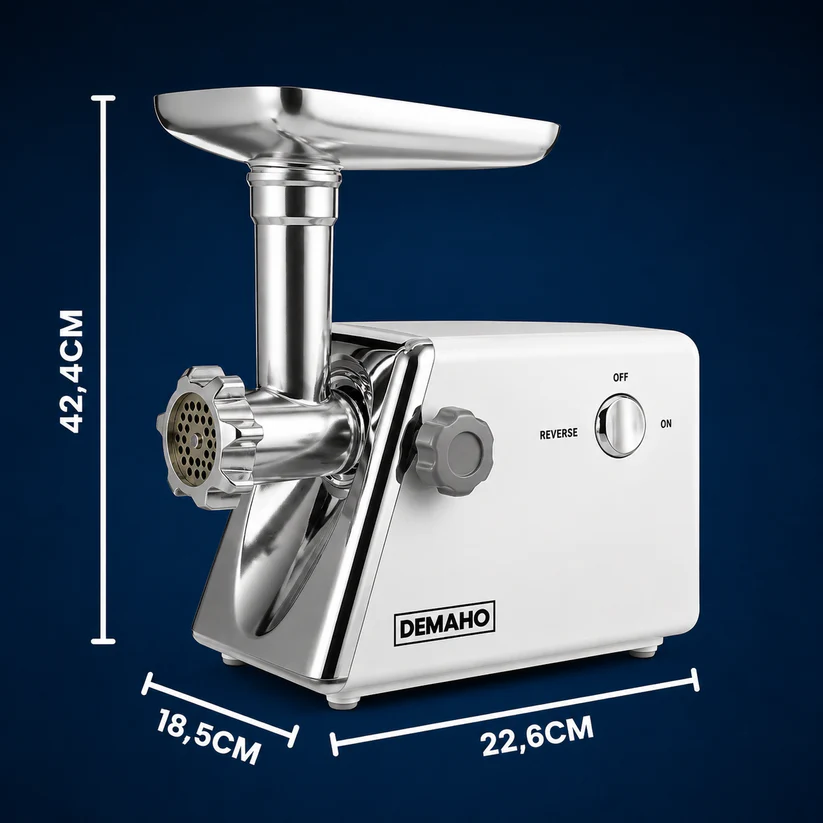 Masina De Carne DEMAHO 3000W - Tocare Rapida, Functie Reverse si Accesorii Pentru Carnati & Kibbe - Bucatarie si