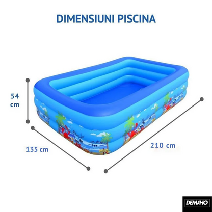 Piscina Gonflabila Familiala DEMAHO cu 3 Inele PVC Rezistent, Diverse Dimensiuni - Copii si bebelusi