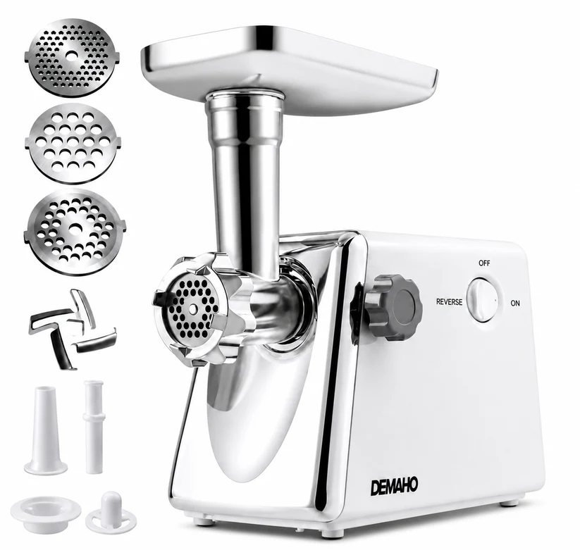 Masina De Carne DEMAHO 3000W - Tocare Rapida, Functie Reverse si Accesorii Pentru Carnati & Kibbe - Bucatarie si