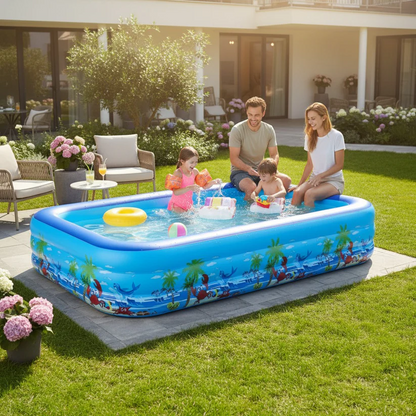 Piscina Gonflabila Familiala DEMAHO cu 3 Inele PVC Rezistent, Diverse Dimensiuni - Copii si bebelusi