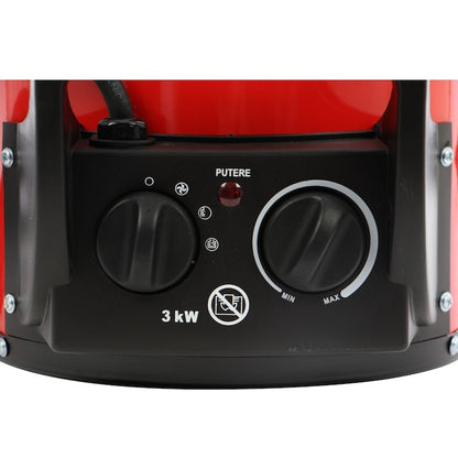 Aerotermă electrică 2000W cu aer cald/rece, 3 trepte, termostat și protecție la supraîncălzire