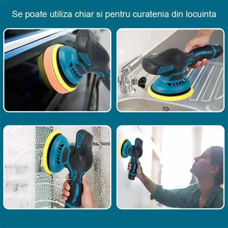 Aparat polish auto portabil 12V cu 2 acumulatori 8 viteze - Auto si moto