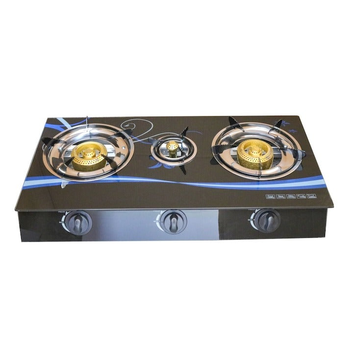 Aragaz cu Plită din Sticlă Securizată 3 Ochuri – Aprindere Quartz, GPL Butelie