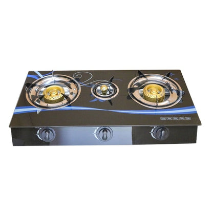 Aragaz cu Plită din Sticlă Securizată 3 Ochuri – Aprindere Quartz, GPL Butelie