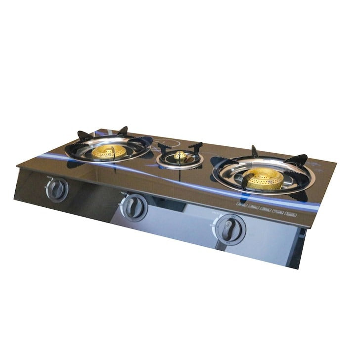 Aragaz cu Plită din Sticlă Securizată 3 Ochuri – Aprindere Quartz, GPL Butelie