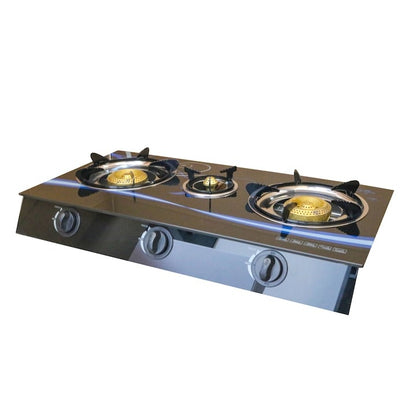 Aragaz cu Plită din Sticlă Securizată 3 Ochuri – Aprindere Quartz, GPL Butelie