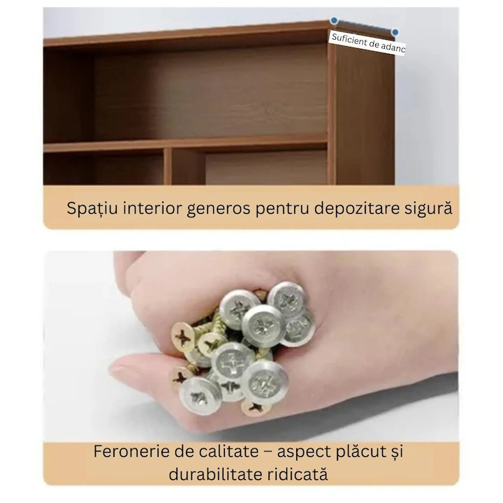 Biblioteca 6 rafturi deschise 180x60 cm stejar negru moderna - Iluminat