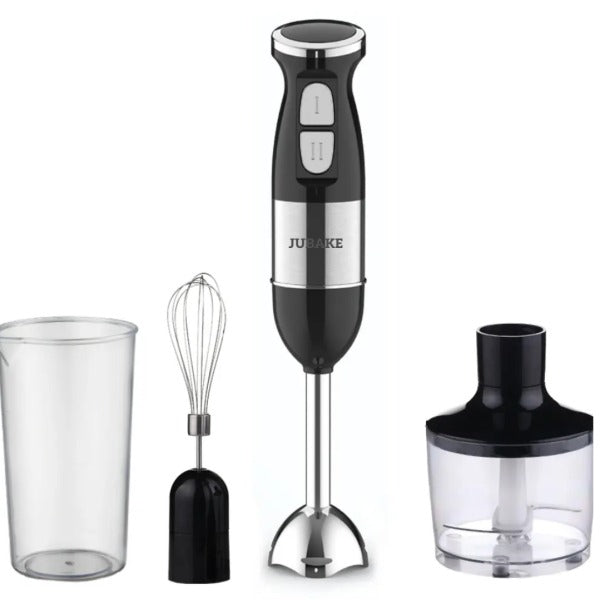 Blender de mana multifunctional cu doua trepte de viteza si doua lame din otel inoxidabil, functie de mixare, tocator, Silver Love 500W