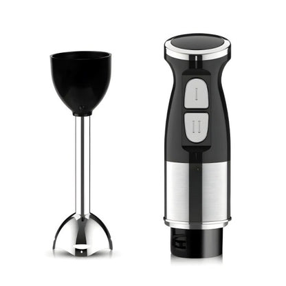 Blender de mana multifunctional cu doua trepte de viteza si doua lame din otel inoxidabil, functie de mixare, tocator, Silver Love 500W