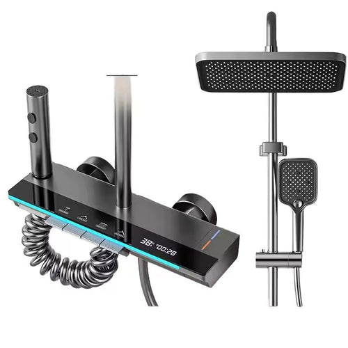 Coloană duș Mona C-86 Gun Grey – 4 funcții, termostat, LED, design piano style - Produse Auto, Casă & Grădină - OkDeals.ro