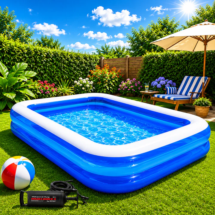 Piscina Gonflabila LEIHMANN 200x140x40 cm - Distractie si Racorire pentru Toata Familia + Mini Boxa Wireless Cadou! - Copii