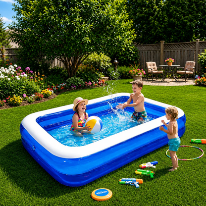 Piscina Gonflabila LEIHMANN 200x140x40 cm - Distractie si Racorire pentru Toata Familia + Mini Boxa Wireless Cadou! - Copii