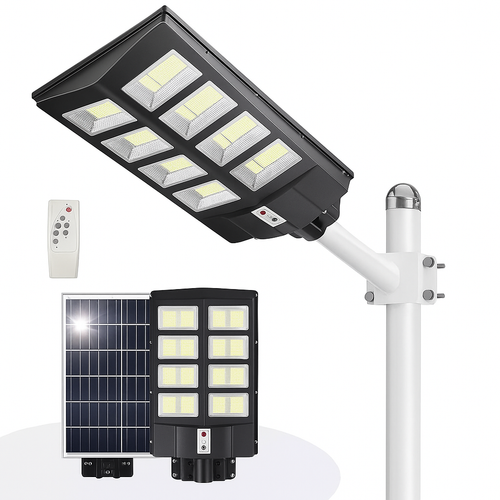 Lampa Stradală Solară 800W Dublă, 640 LED-uri, Telecomandă, IP65, 24000mAh - Produse Auto, Casă & Grădină - OkDeals.ro