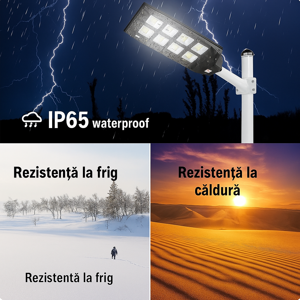 Lampa stradala solara 800W dubla 640 LED telecomanda IP65 - Iluminat