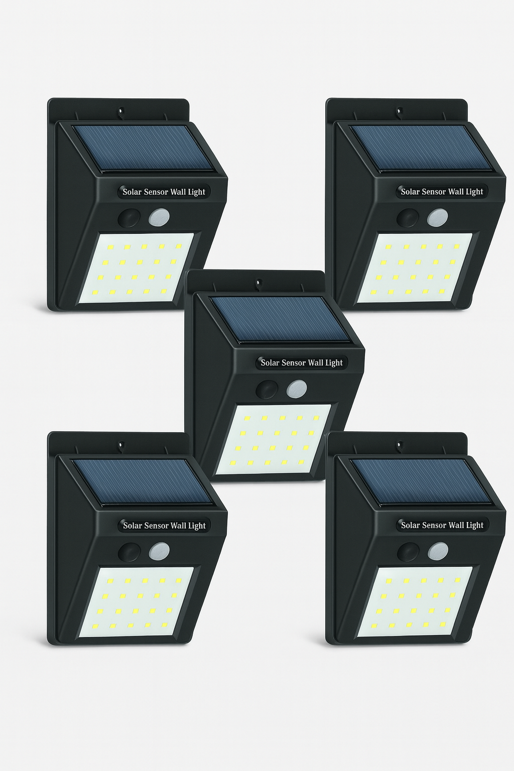 Set 5 Proiectoare Solare cu 30 LED-uri, Senzor de Mișcare și Lumină, IP65