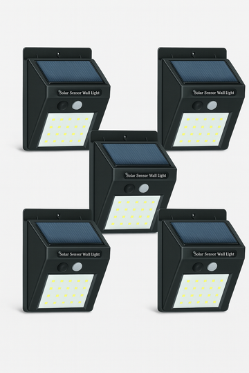 Set 5 Proiectoare Solare cu 30 LED-uri, Senzor de Mișcare și Lumină, IP65