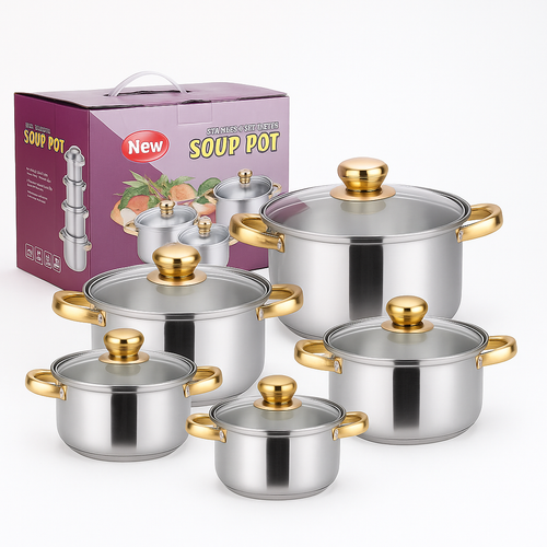 Set 10 Oale Inox G14 cu Capace din Oțel Inoxidabil, 16–24 cm, Design Lucios - Produse Auto, Casă & Grădină - OkDeals.ro