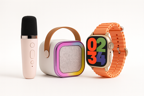 Set Smart 7 în 1 K12 – Smartwatch AMOLED, boxă Bluetooth, microfon karaoke & accesorii cadou - Produse Auto, Casă & Grădină - OkDeals.ro