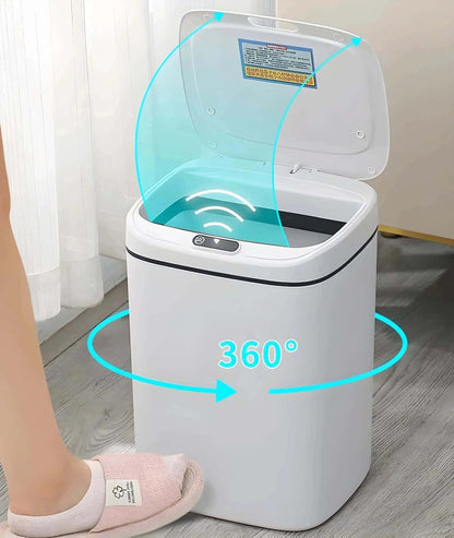 Coș de gunoi automat cu senzor 16L, capac anti-miros, alb-gri