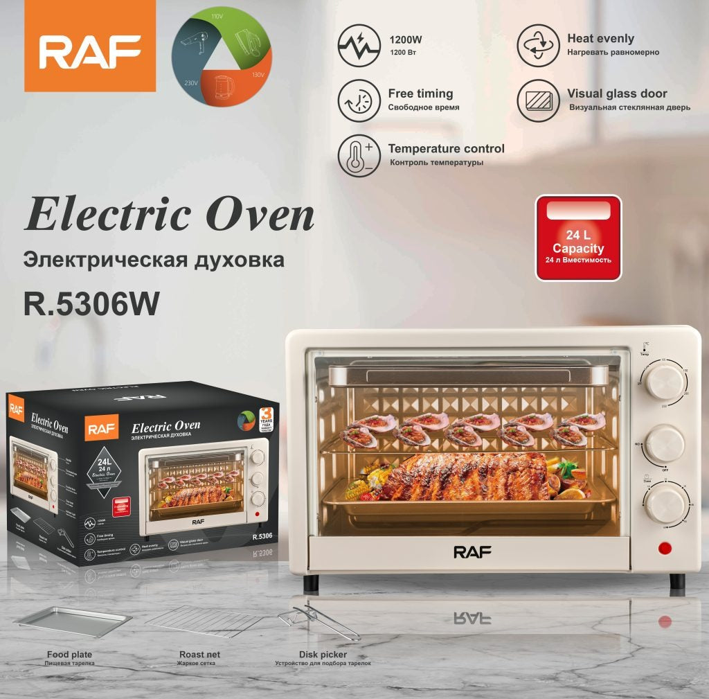 Cuptor electric RAF 18L 1200W crem cu timer + 2 tavi silicon reutilizabile cadou - Bucatarie si electrocasnice