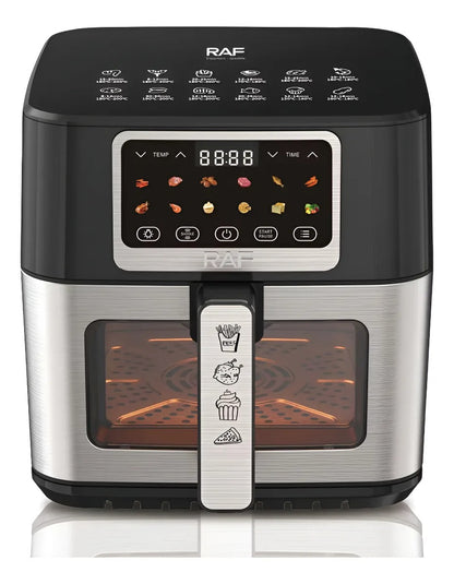 Friteuză cu Aer Cald Airfryer Digitală RAF R.50001 8L 1700W, Fereastră Vizualizare - 50 hartii incluse