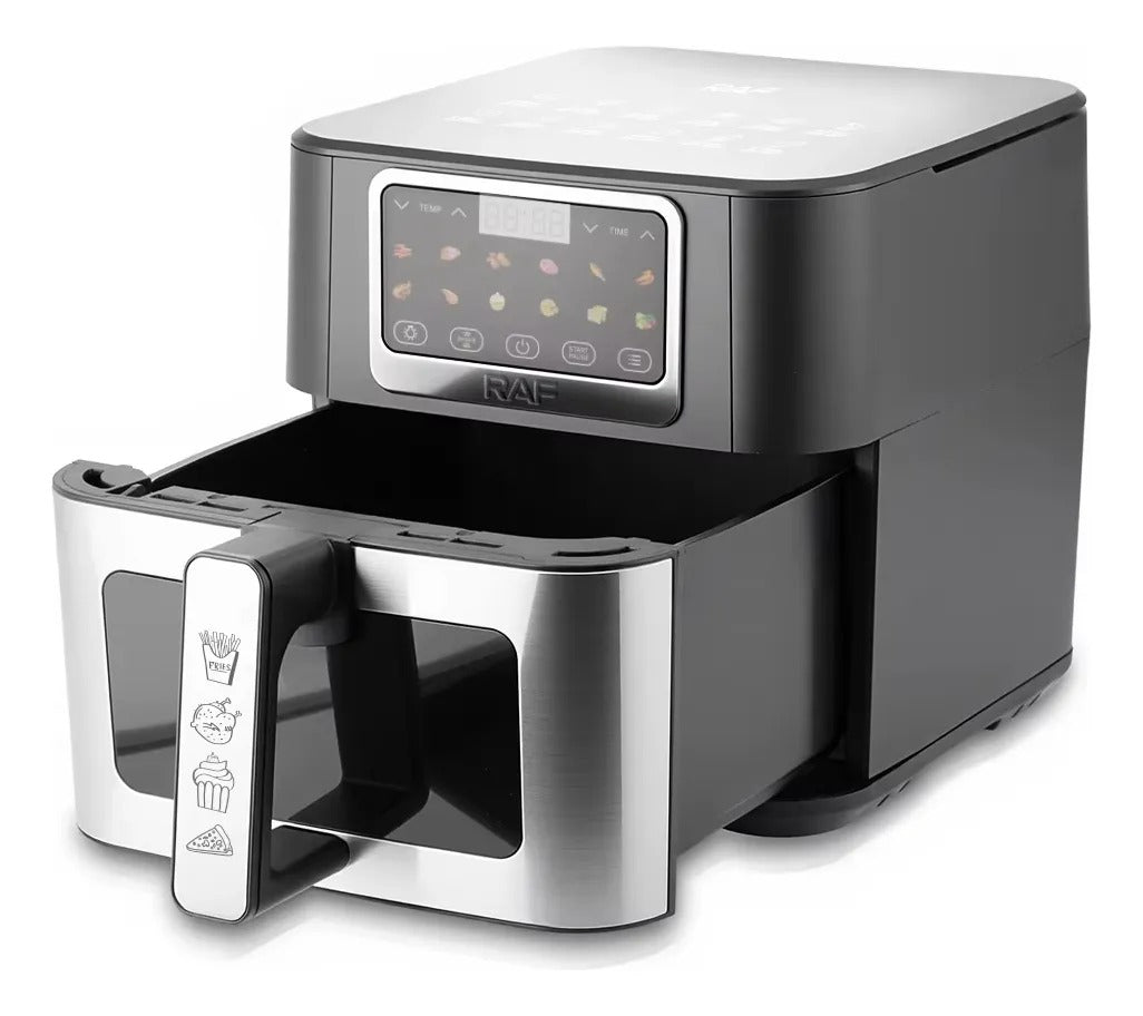 Friteuza cu Aer Cald Airfryer Digitala RAF R.50001 8L 1700W, Fereastra Vizualizare - 50 hartii incluse - Bucatarie si
