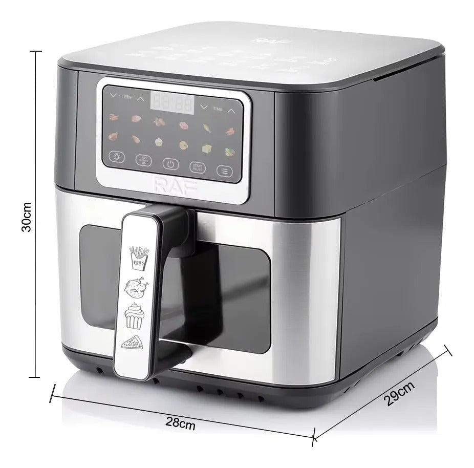 Friteuză cu Aer Cald Airfryer Digitală RAF R.50001 8L 1700W, Fereastră Vizualizare - 50 hartii incluse