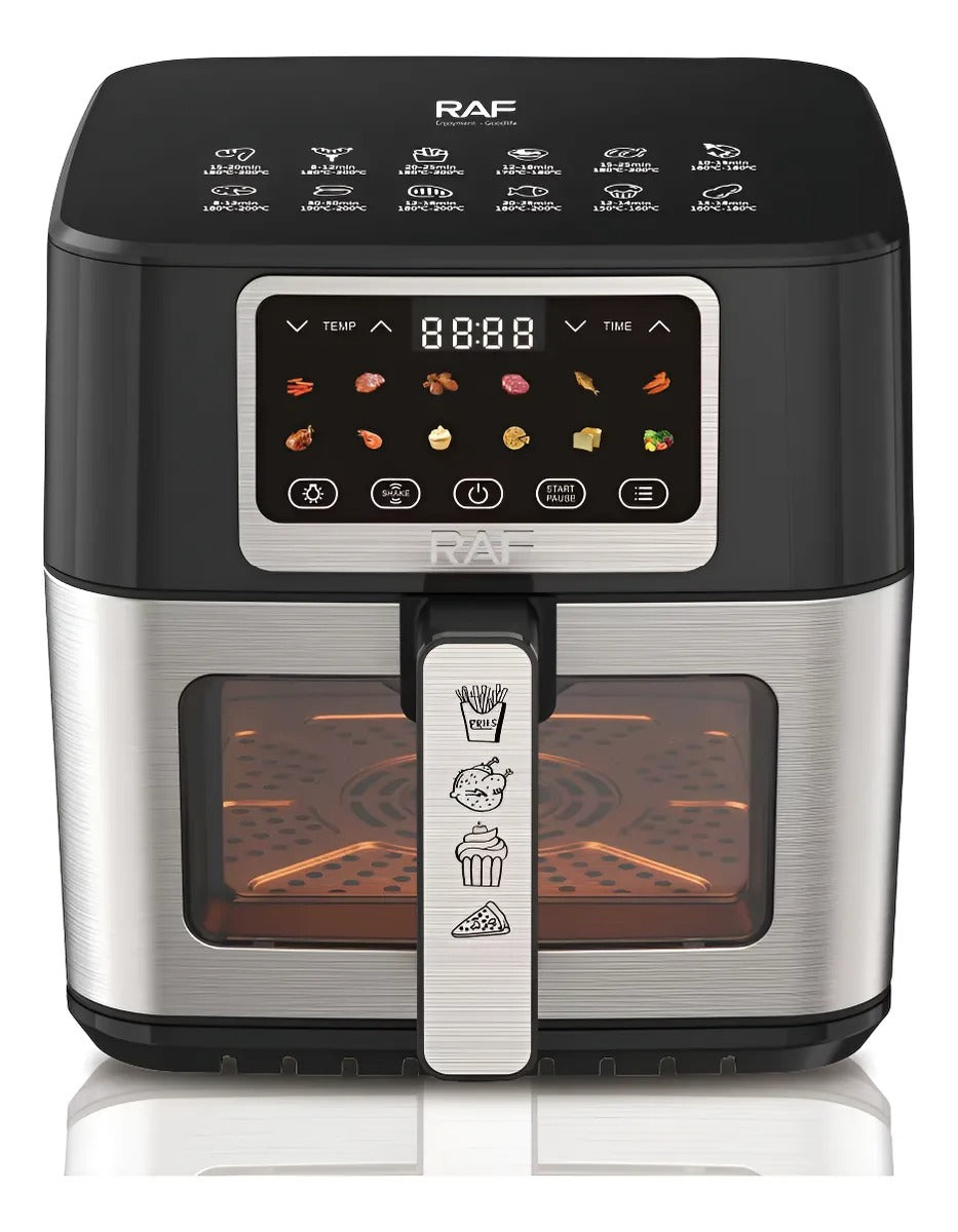 Friteuza cu Aer Cald Airfryer Digitala RAF R.50001 8L 1700W, Fereastra Vizualizare - 50 hartii incluse - Bucatarie si