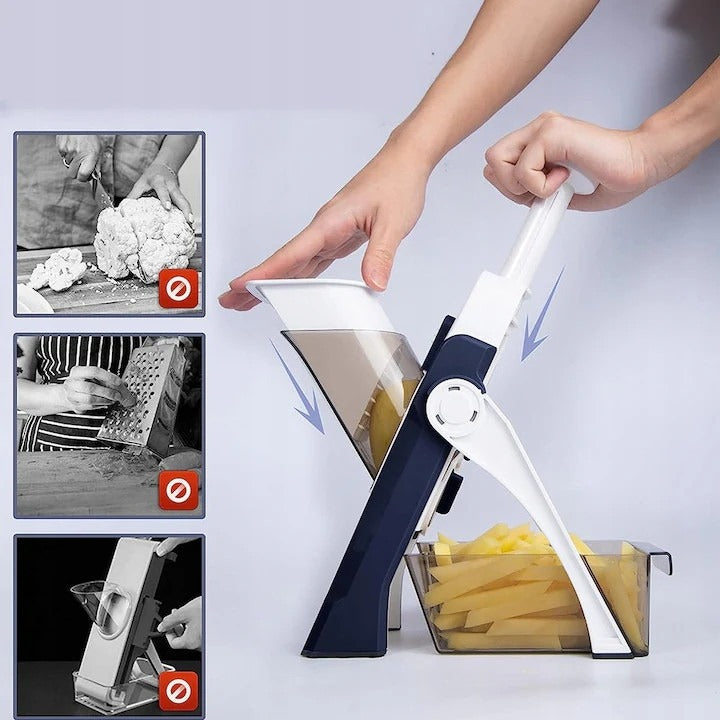 Feliator legume multifunctional Spring Slicer – 30 tipuri tăieturi, inox, recipiente incluse