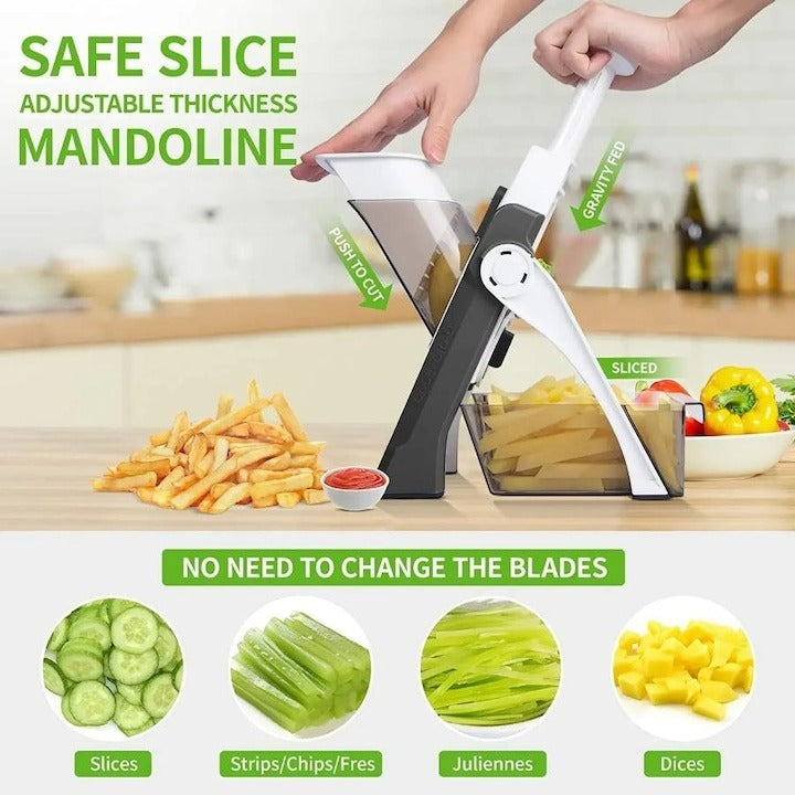 Feliator legume multifunctional Spring Slicer – 30 tipuri tăieturi, inox, recipiente incluse