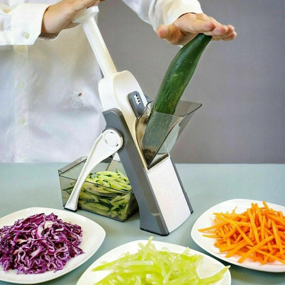 Feliator legume multifunctional Spring Slicer – 30 tipuri tăieturi, inox, recipiente incluse