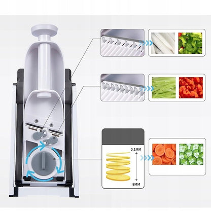 Feliator legume multifunctional Spring Slicer – 30 tipuri tăieturi, inox, recipiente incluse