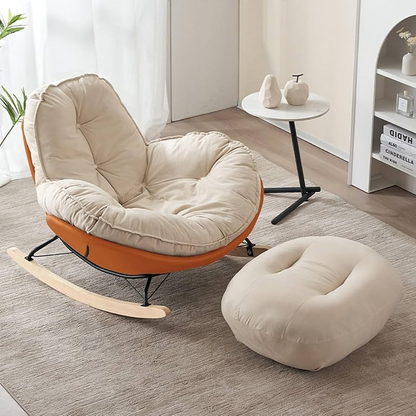Fotoliu balansoar Cloud Rocker cu suport picioare portocaliu bej - Gradina si exterior